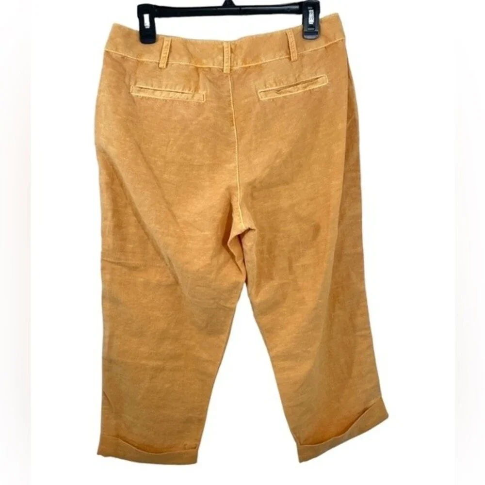 NWT Coldwater Creek Linen Blend‎ Capris Size 10P Lace Accent Pants in Sherbet